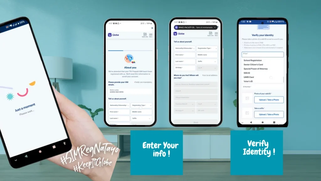 Enter information
