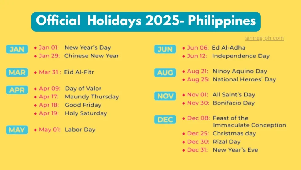 Official Holidays in the Philippines 3 OFFICIAL PHILIPPINES HOLIDAYS 2025