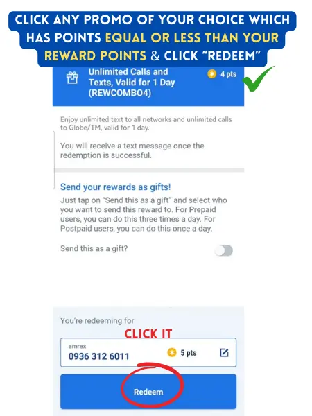 Redeem globe points